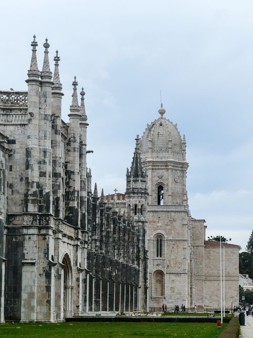 Free Explore the intricate Gothic architecture of the iconic Jerónimos Monastery in Lisbon, Portugal. Stock Photo