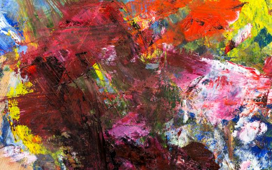 Dynamic abstract art with vivid brushstrokes and intense colors.