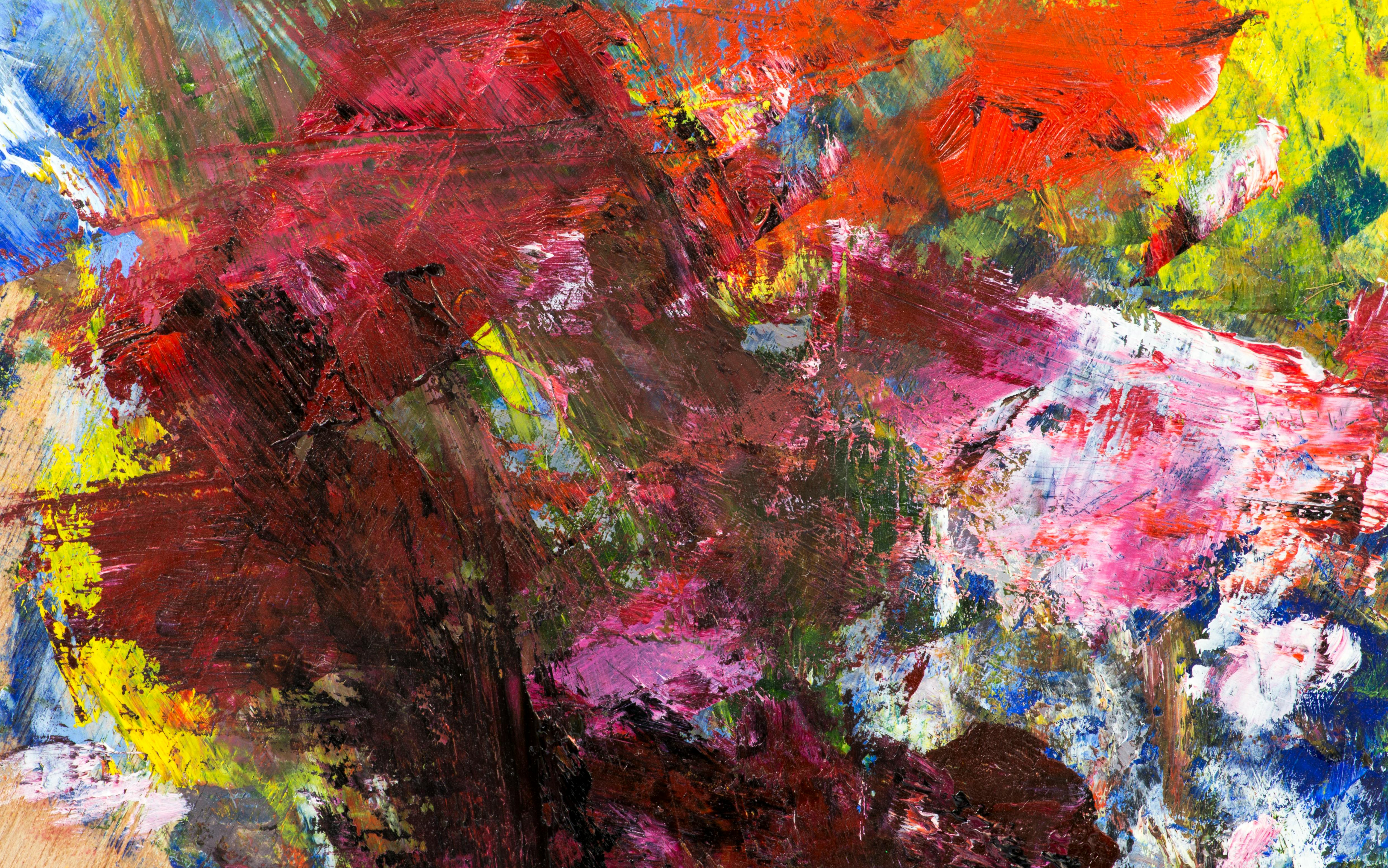 Gratis Dynamisk abstrakt kunst med livlige penselstrøk og intense farger. Arkivbilde