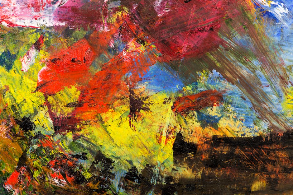 Colorful abstract expressionism art with bold brush strokes and vivid hues.