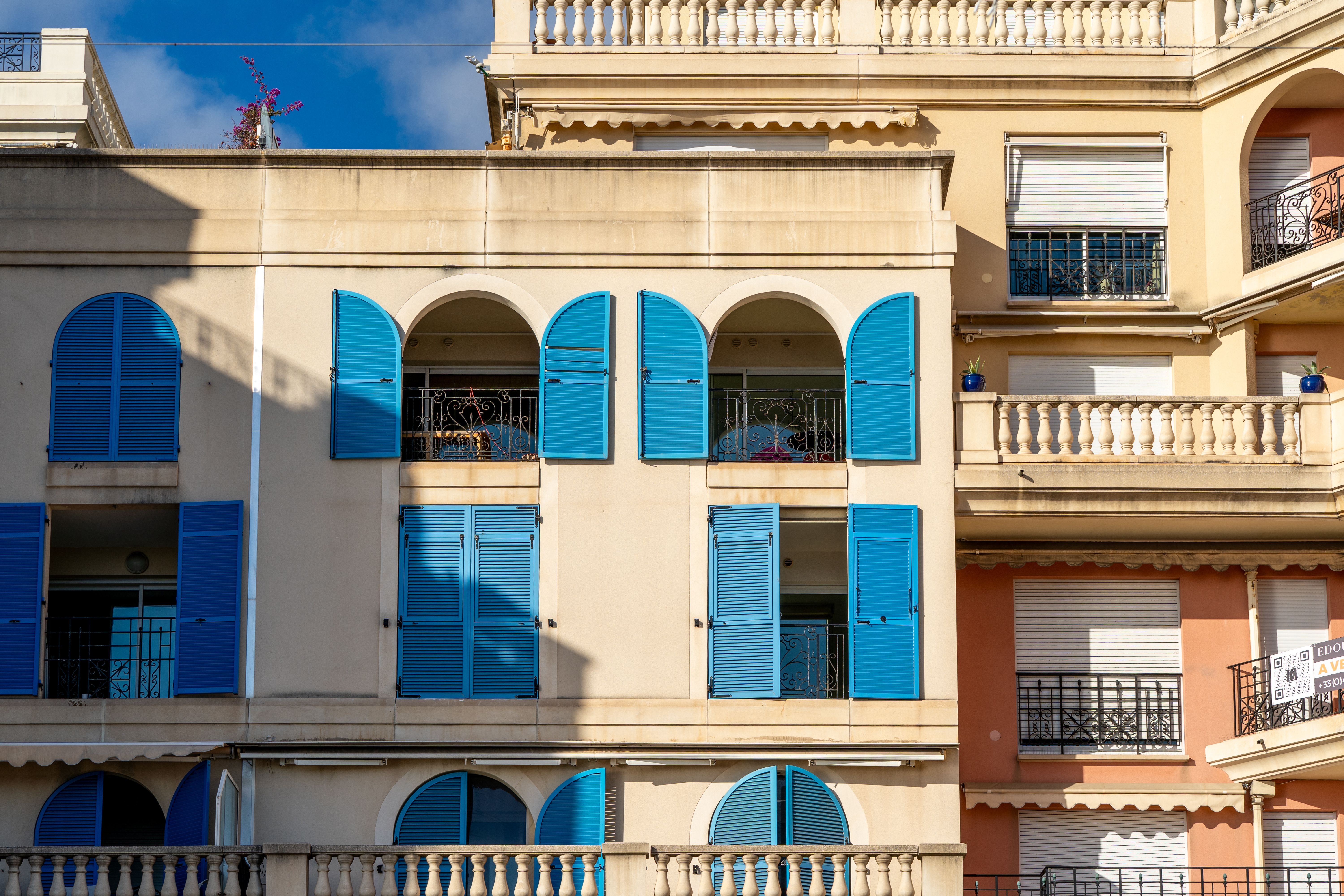 Charming Mediterranean Building with Blue Shutters · Free Stock Photo