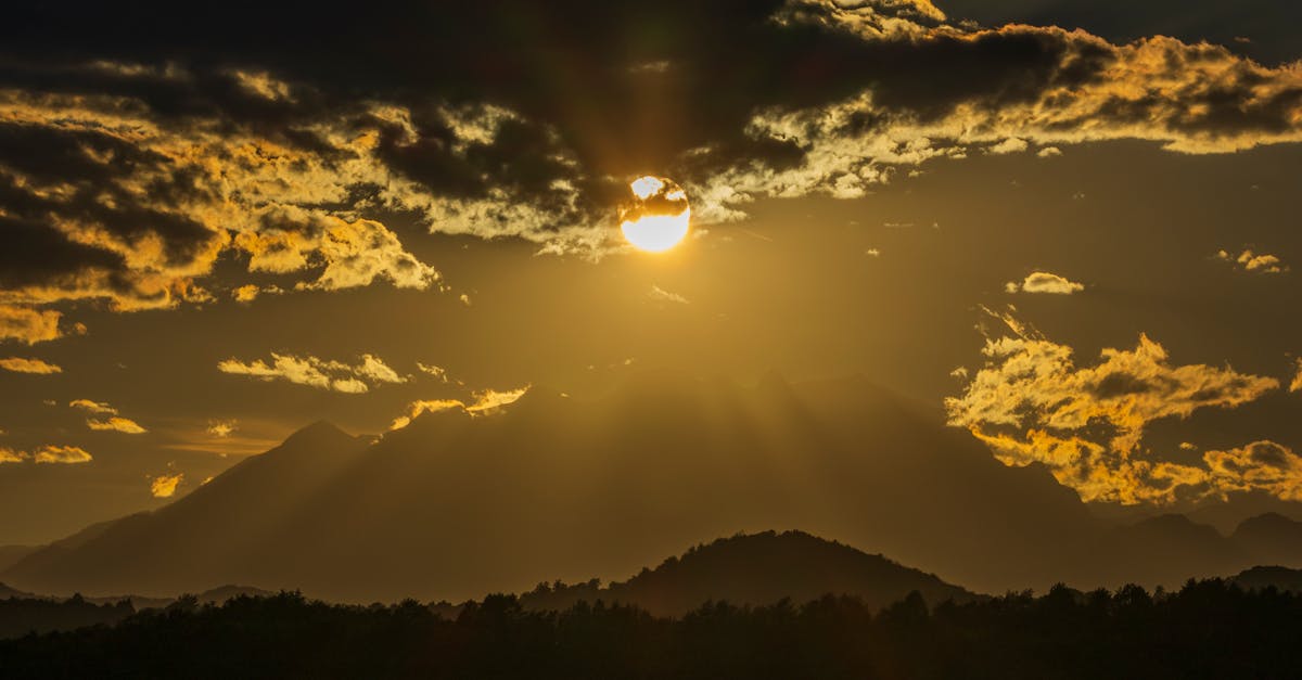 Breathtaking Sunset Over A Mountain Range Or Historic Street