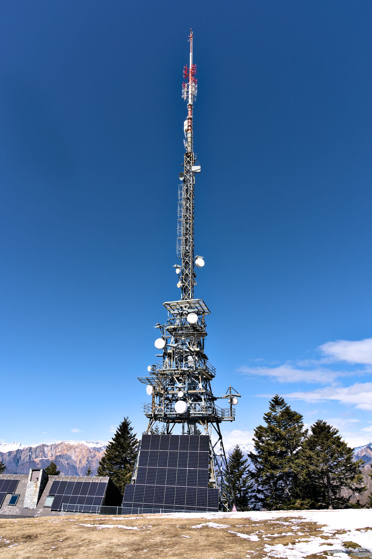 Telecommunications antenna against clear sky