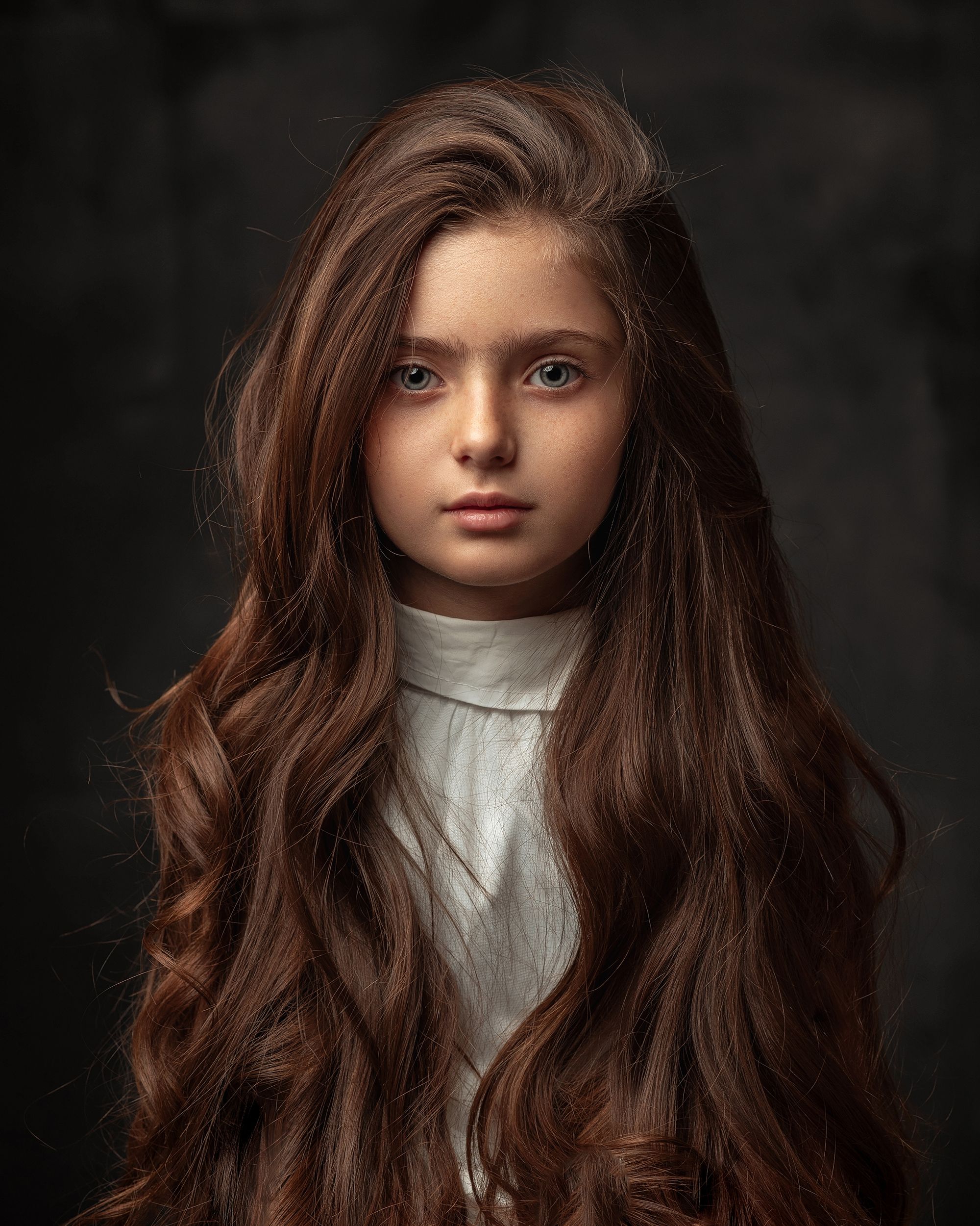 Portrait of Young Girl with Long Hair in Studio · Free Stock Photo