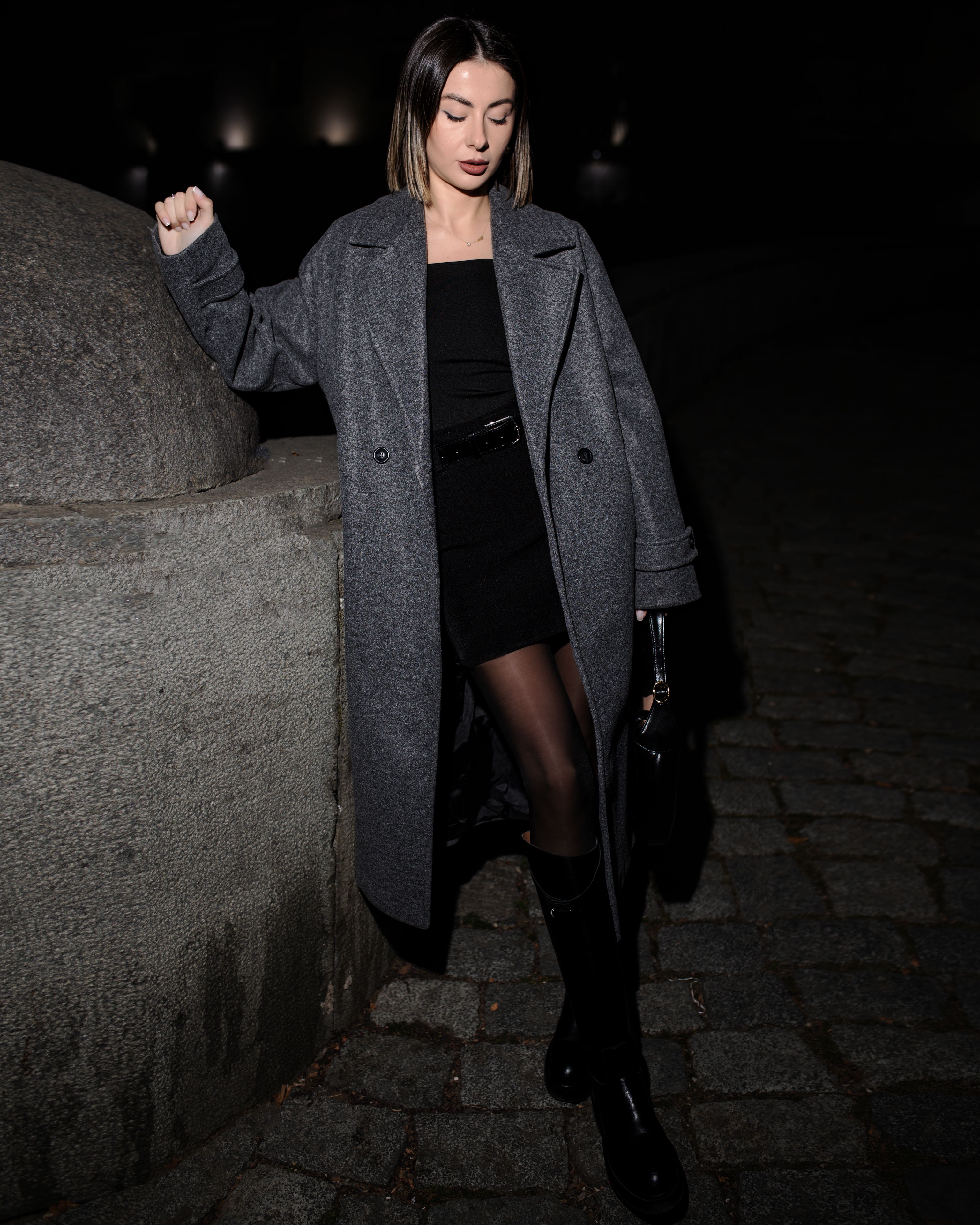 Thrifted wool coat over clearance dress