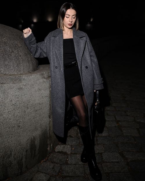 Thrifted wool coat over clearance dress