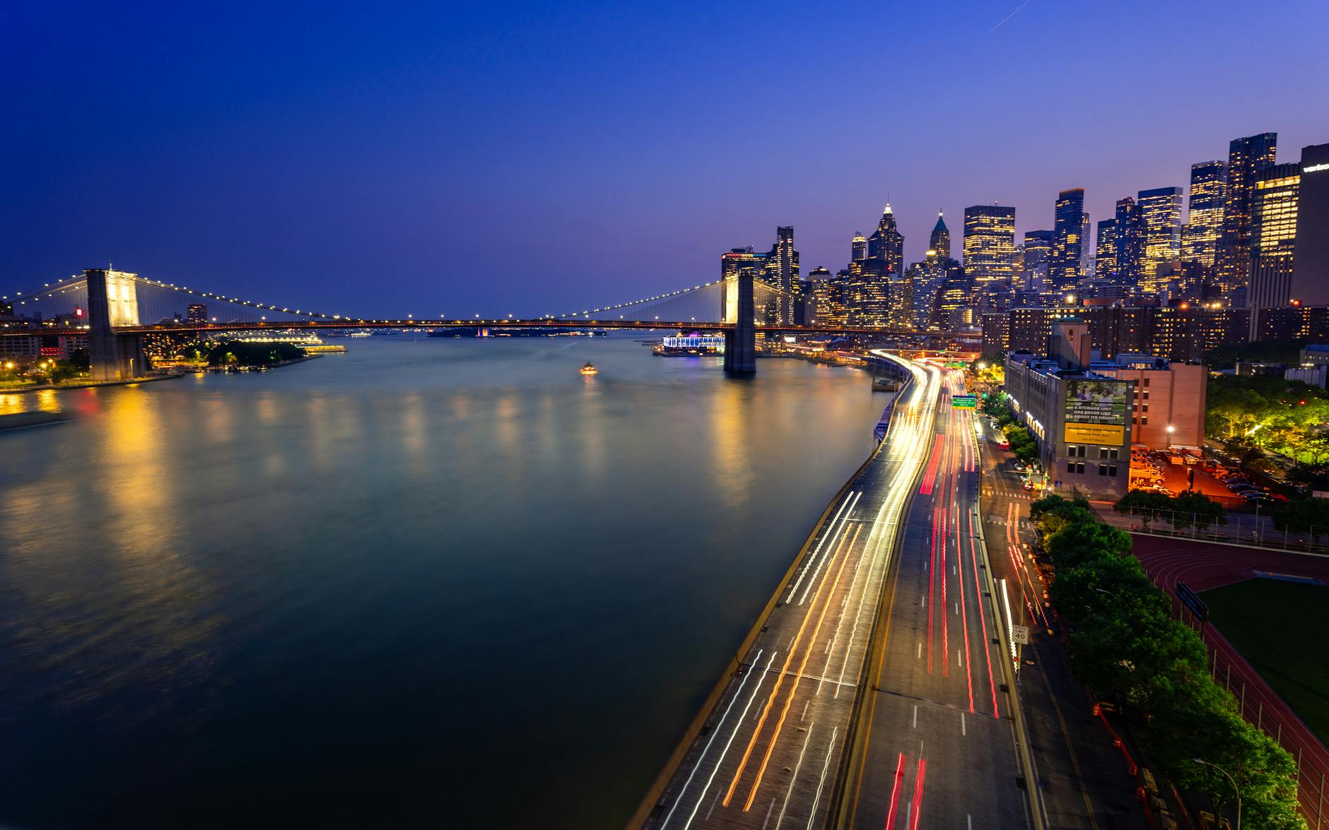 New York City skyline at dusk
