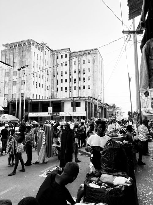Free busy street of Monrovia  Stock Photo