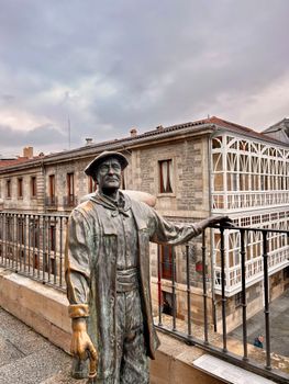Bronze sculpture in Plaza de la Virgen Blanca, Vitoria-Gasteiz, Spain.