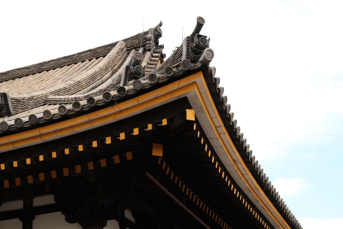 Traditional temple architecture at Sanjusangendo in Kyoto