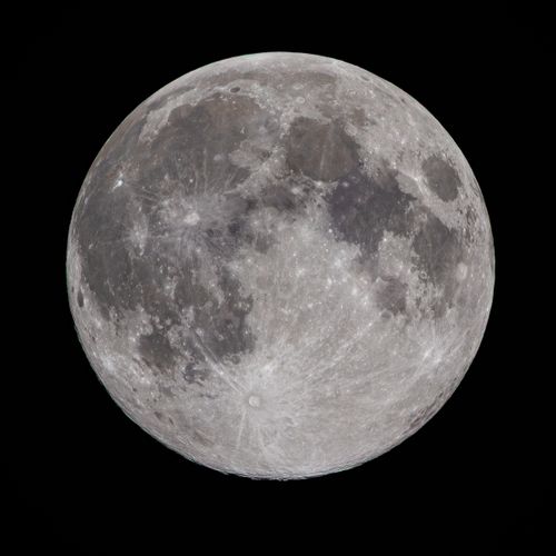 Free Detailed close-up of the full moon against a dark night sky, capturing craters and surface textures. Stock Photo