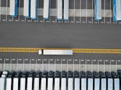 Aerial View of Truck and Trailer Parking Lot
