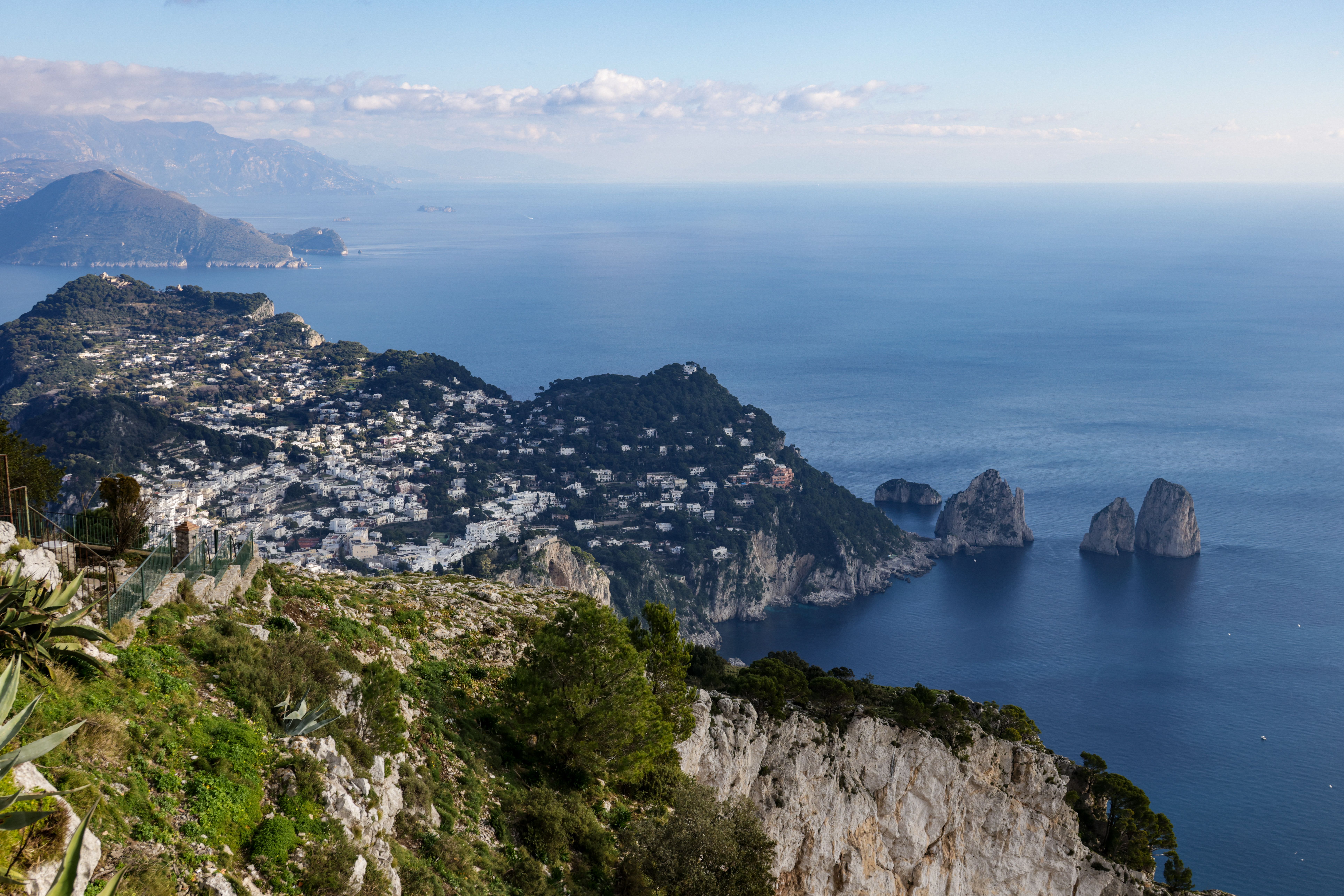 Stunning Aerial View of Capri's Coastline and Town · Free Stock Photo