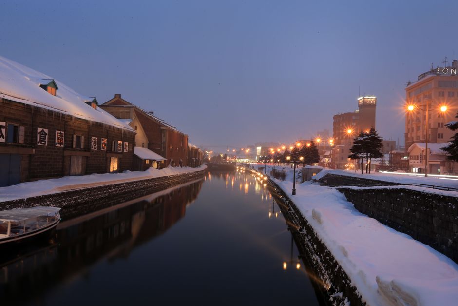 Otaru Canal at winter evening, Hokkaido