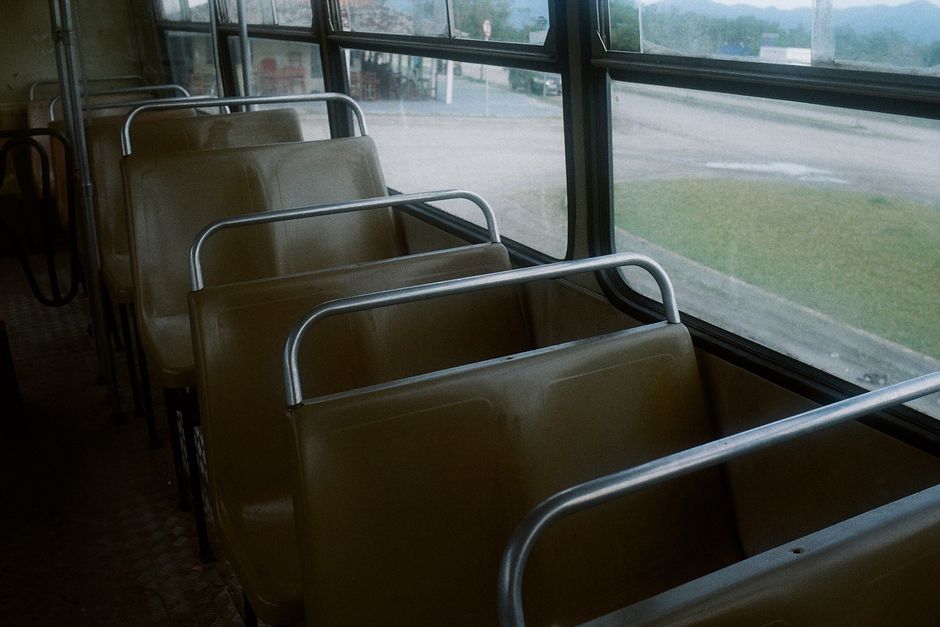 Comfortable 'coche cama' sleeper bus interior in Argentina, ready for a long journey