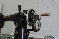 Vintage Sewing Machine Close-up with Hand Wheel