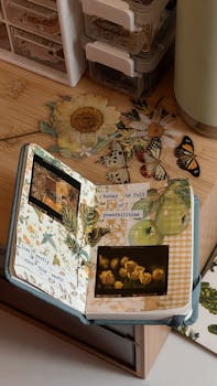 Artistic journal page featuring florals, butterflies, and motivational text.