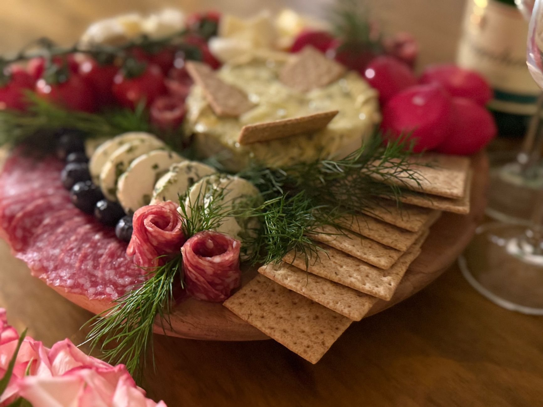 Golden Parmesan Cream Crackers on a white plate