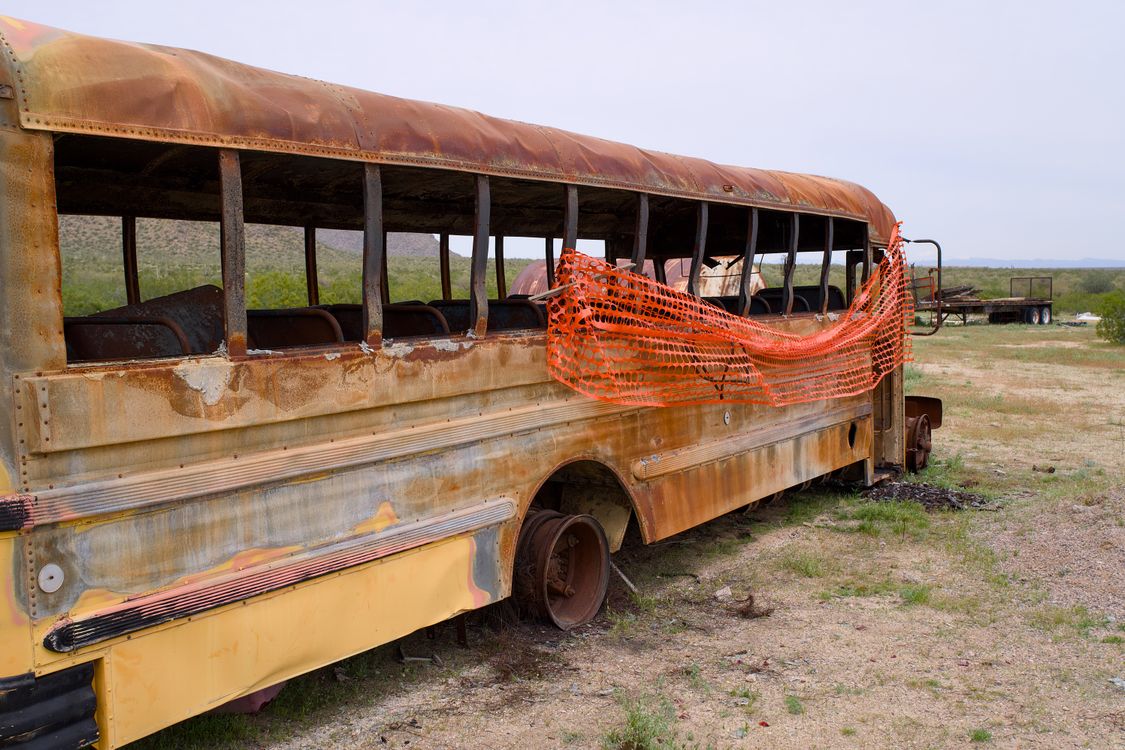 Rusting School Rusty Abandoned School Bus in Arizona Desert · Free Stock Photo