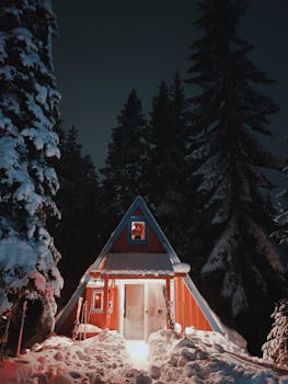 Family enjoying cabin amenities