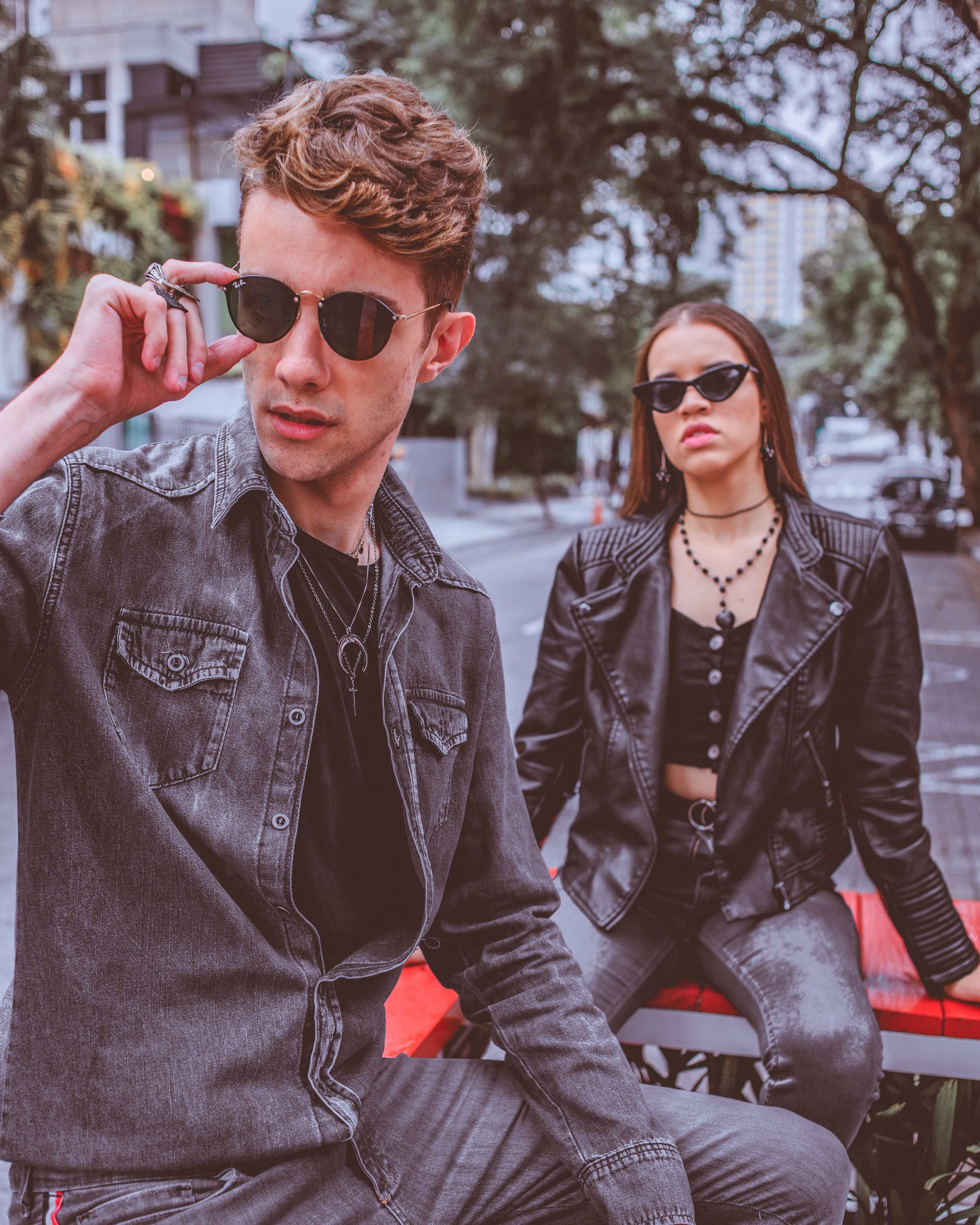 Man and Woman Wearing Jackets and Sunglasses · Free Stock Photo