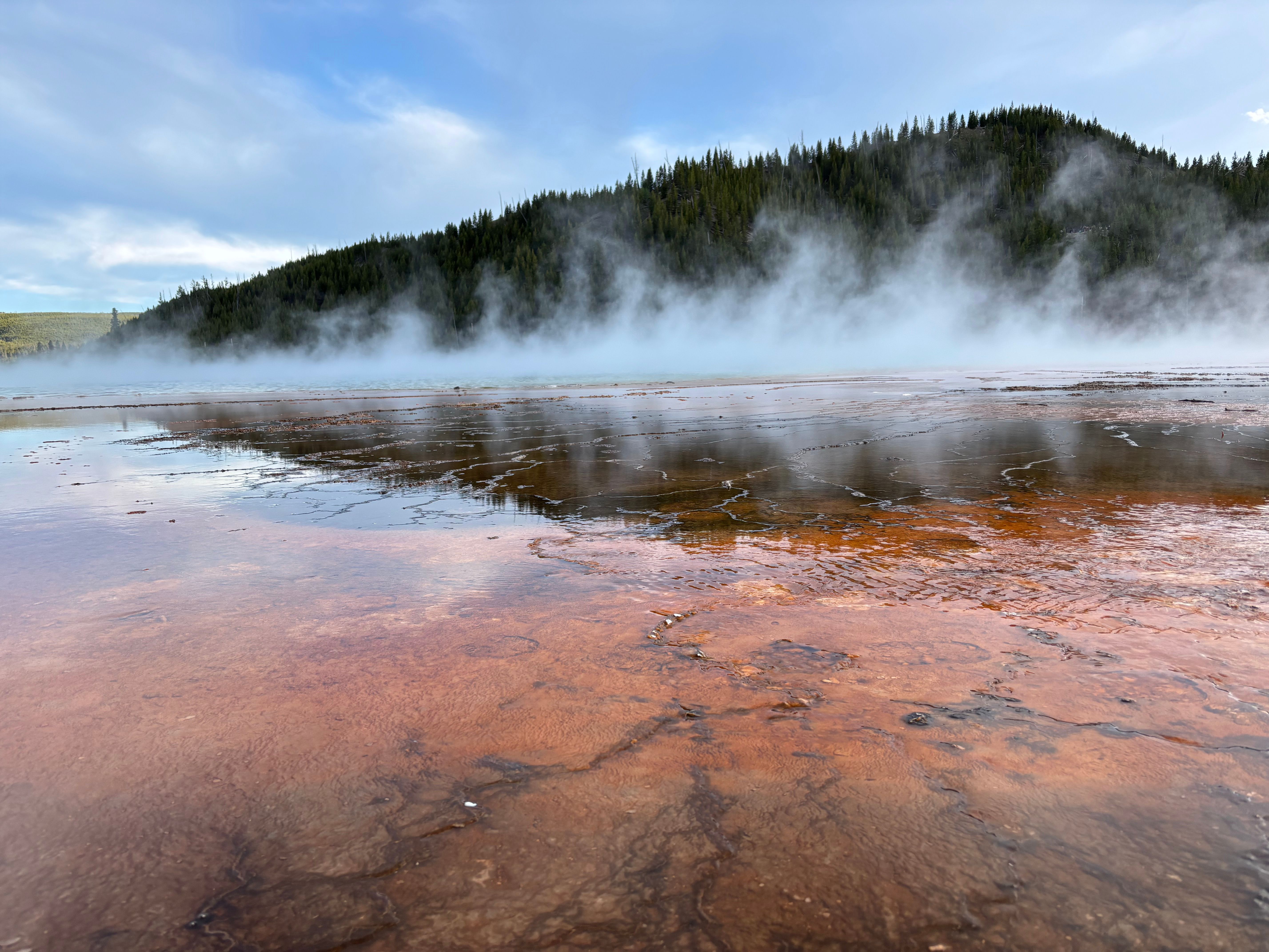 Yellowstone Spring Steam Steam Rising from Grand Prismatic Spring in Yellowstone · Free Stock Photo