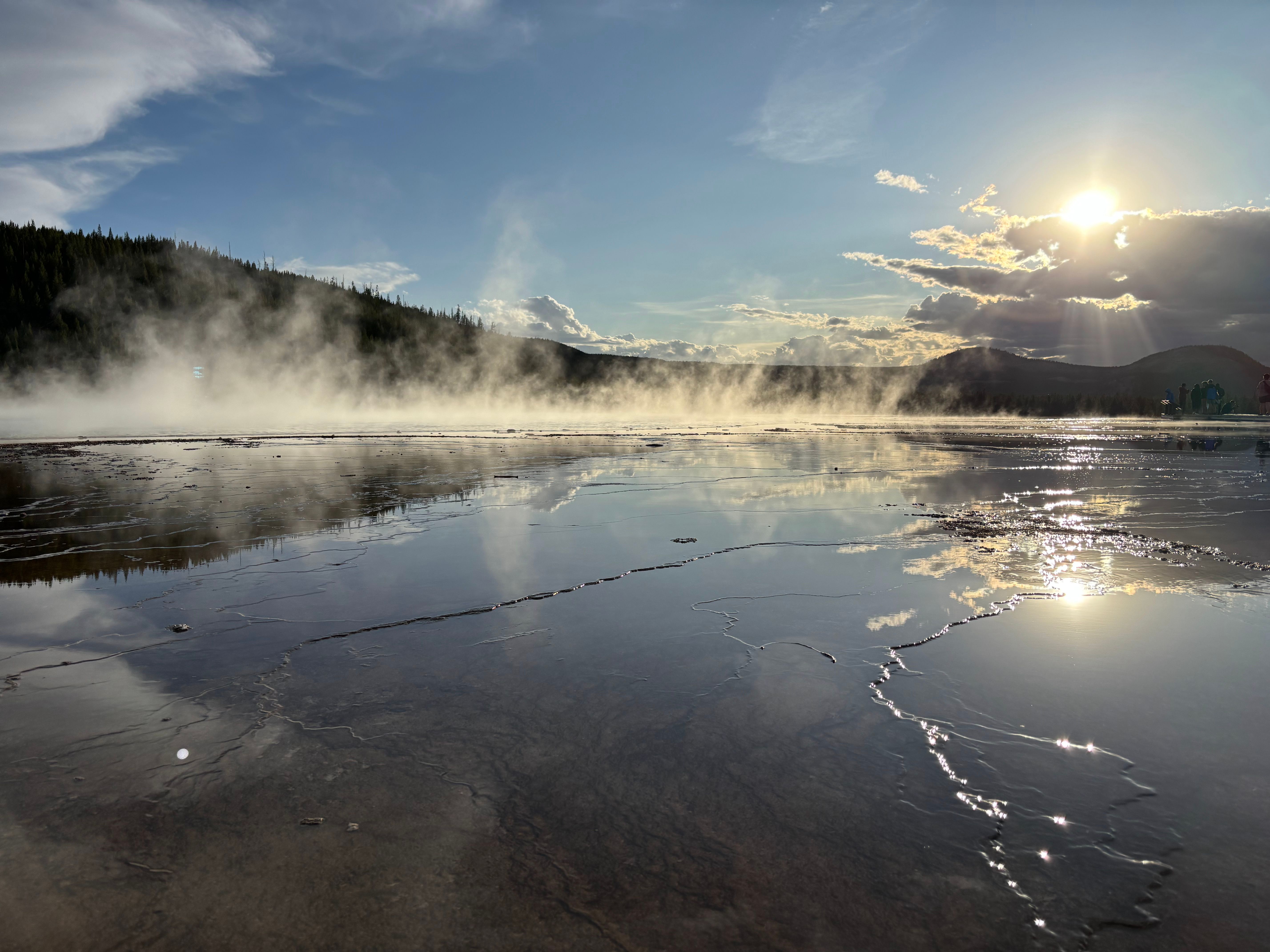Serene Steam Rising at Yellowstone Hot Spring · Free Stock Photo