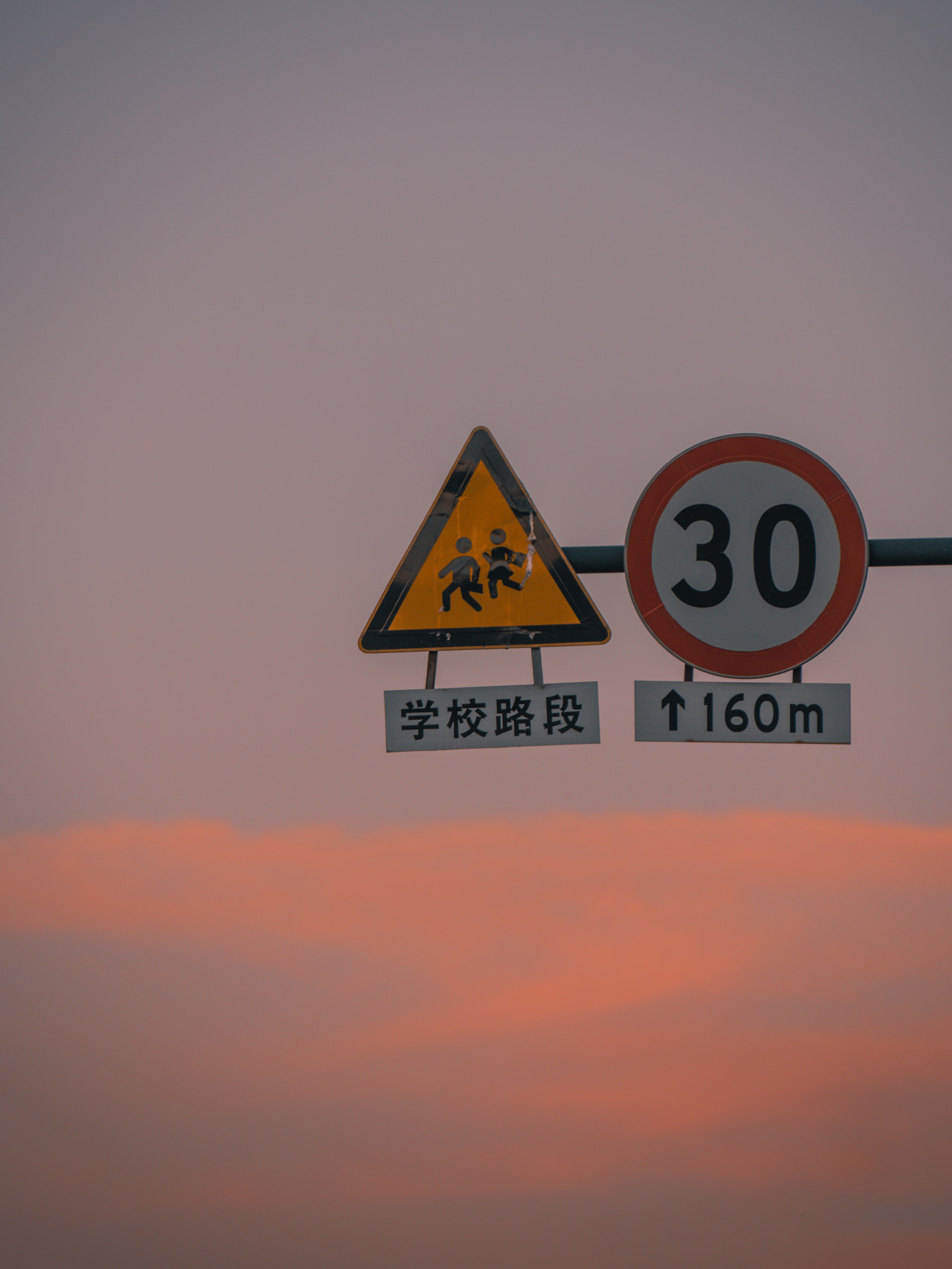 Japanese Road Signs Against Sunset Sky · Free Stock Photo