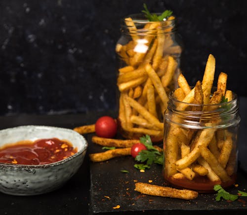 foodphotography, 炸薯條, 玻璃罐 的 免费素材图片