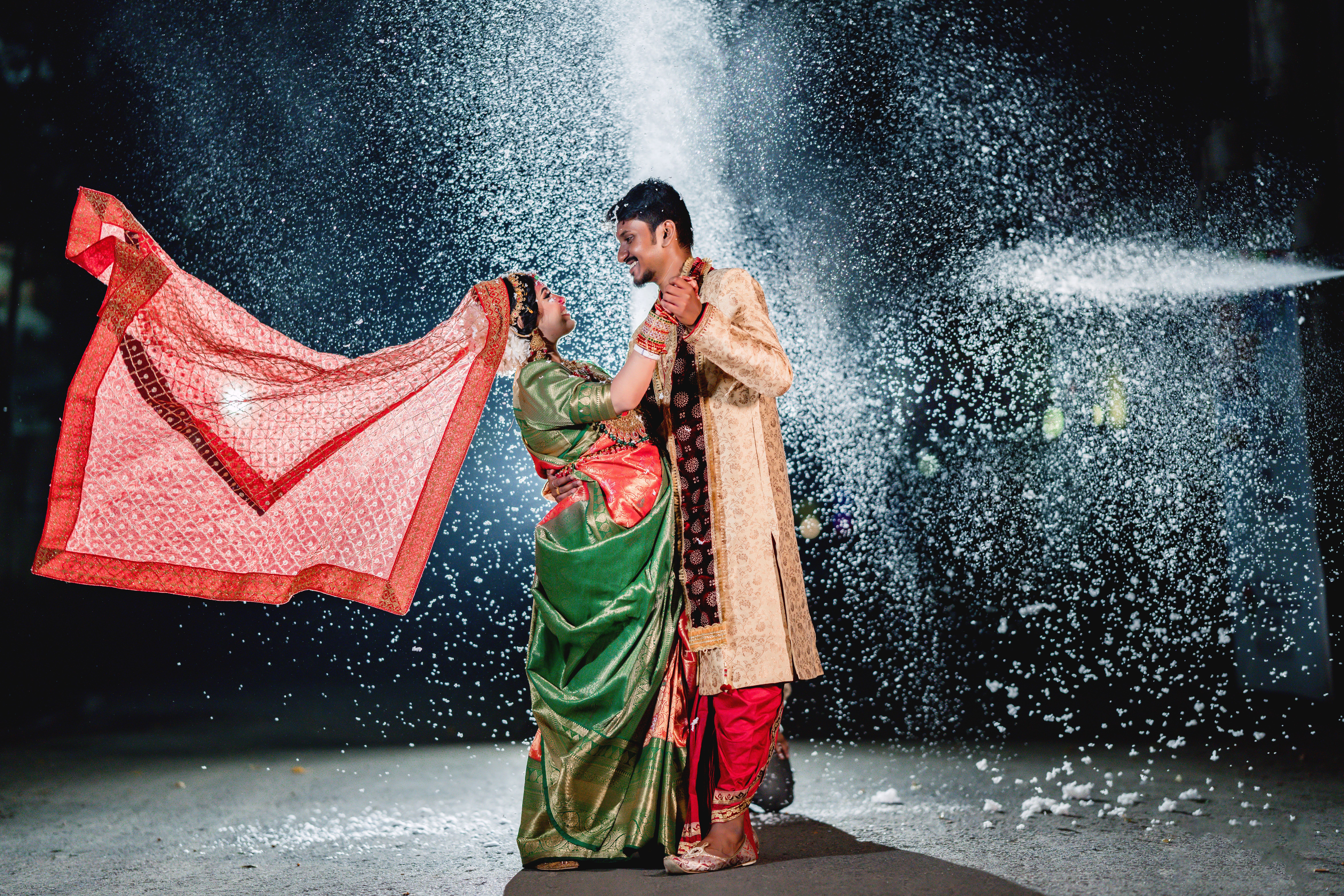 Romantic Indian Wedding Scene with Traditional Attire · Free Stock Photo