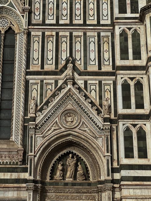 Free Intricate facade of Florence Cathedral in Tuscany, Italy, displaying Gothic architecture. Stock Photo
