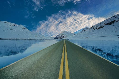 Concrete Pavement Heading Mountains