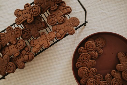 Delicious gingerbread cookies shaped like people, perfect for holiday celebrations.