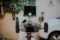 High-Tech Video Equipment Setup with Accessories