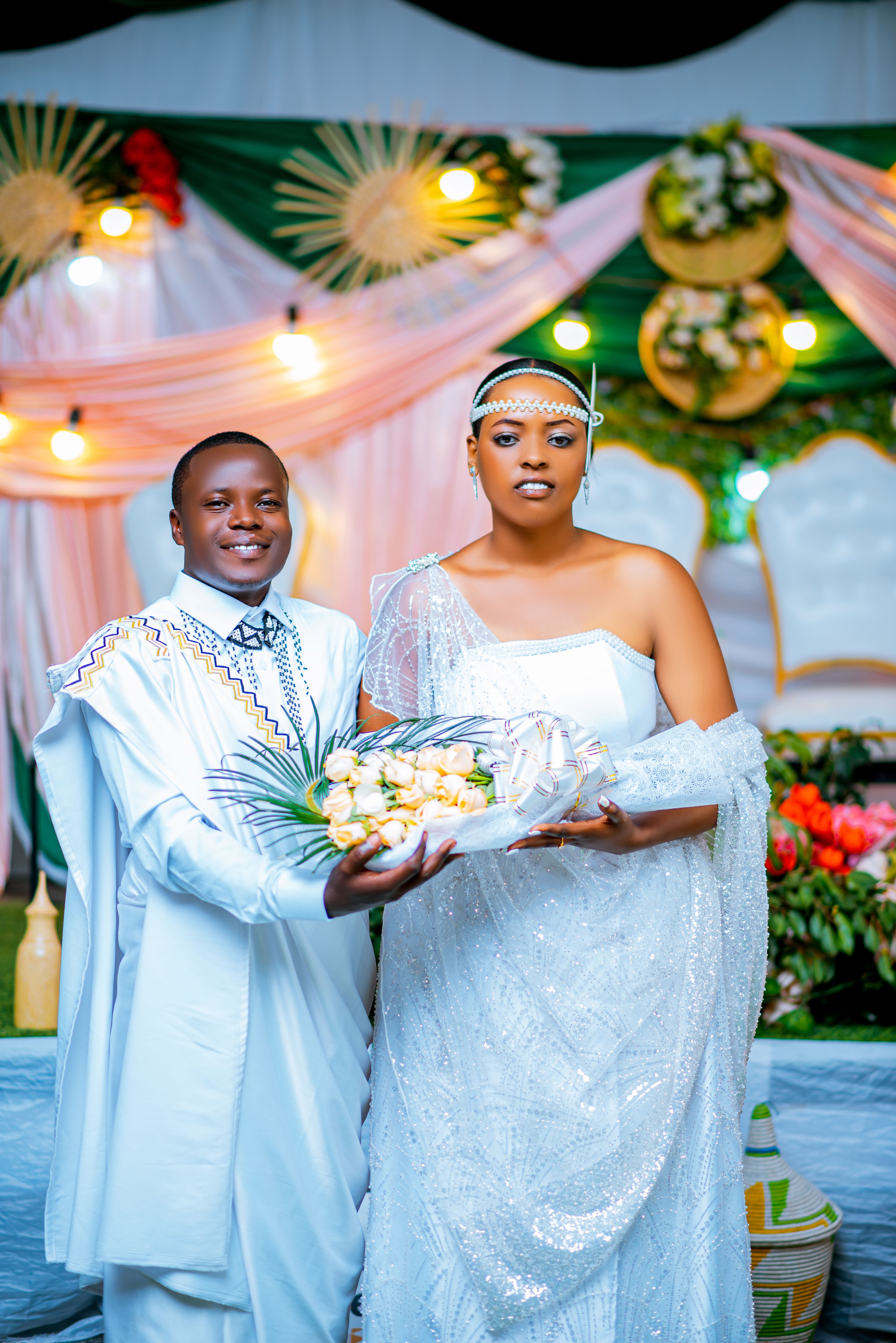 Elegant African Wedding Ceremony with Traditional Attire  Free Stock Photo