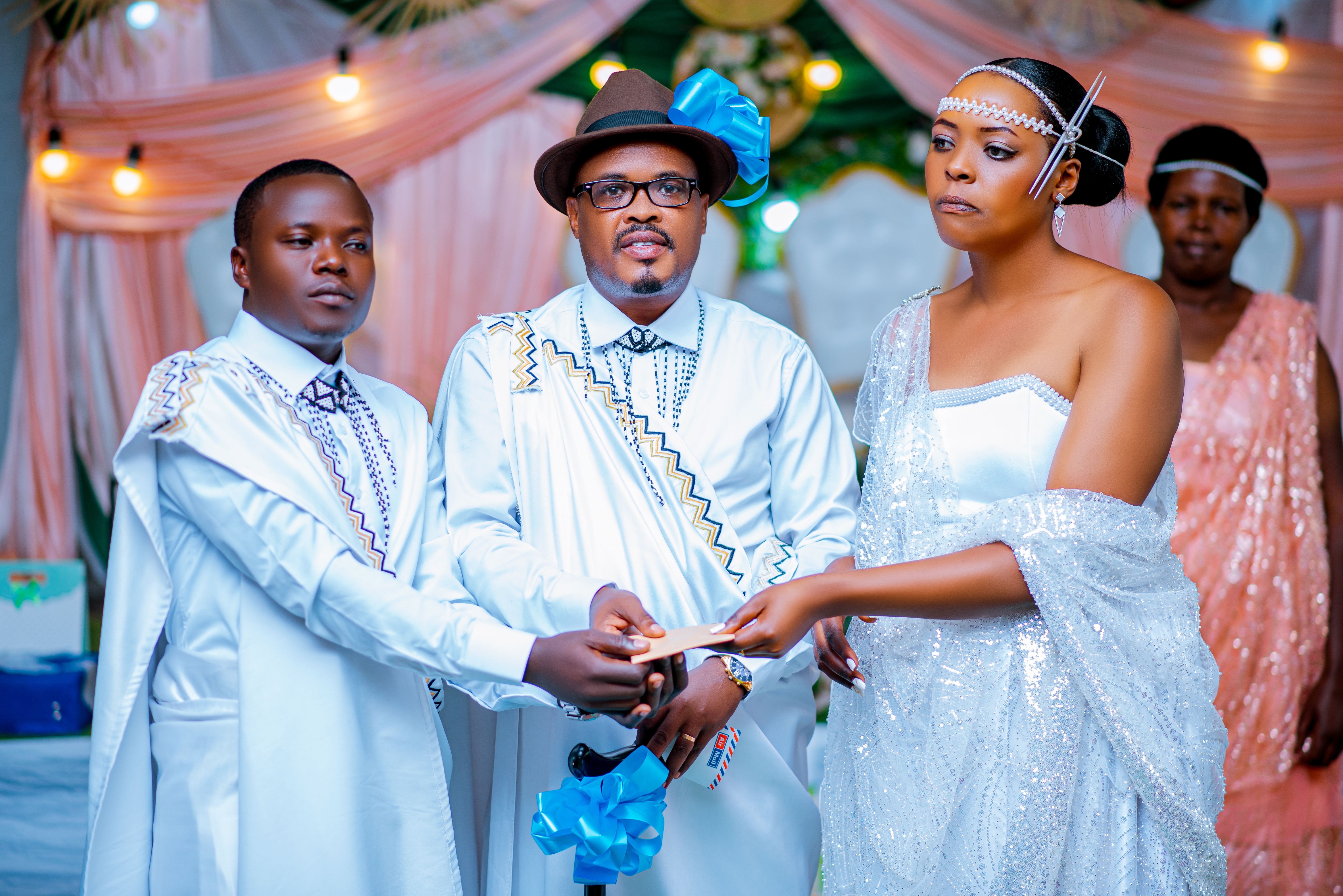 Elegant African Wedding Ceremony with Traditional Attire  Free Stock Photo