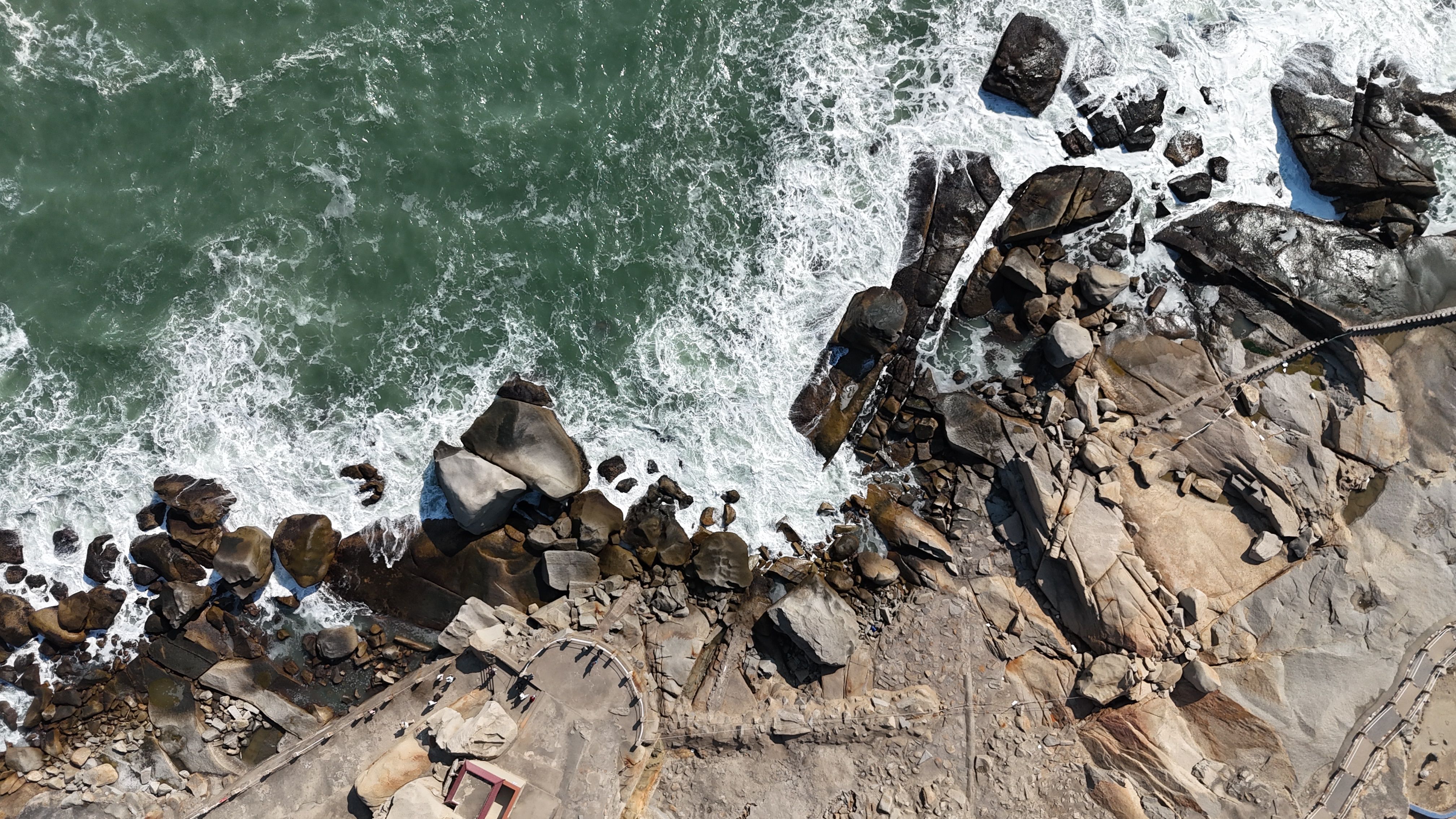 Aerial View of Rocky Coastline and Ocean · Free Stock Photo