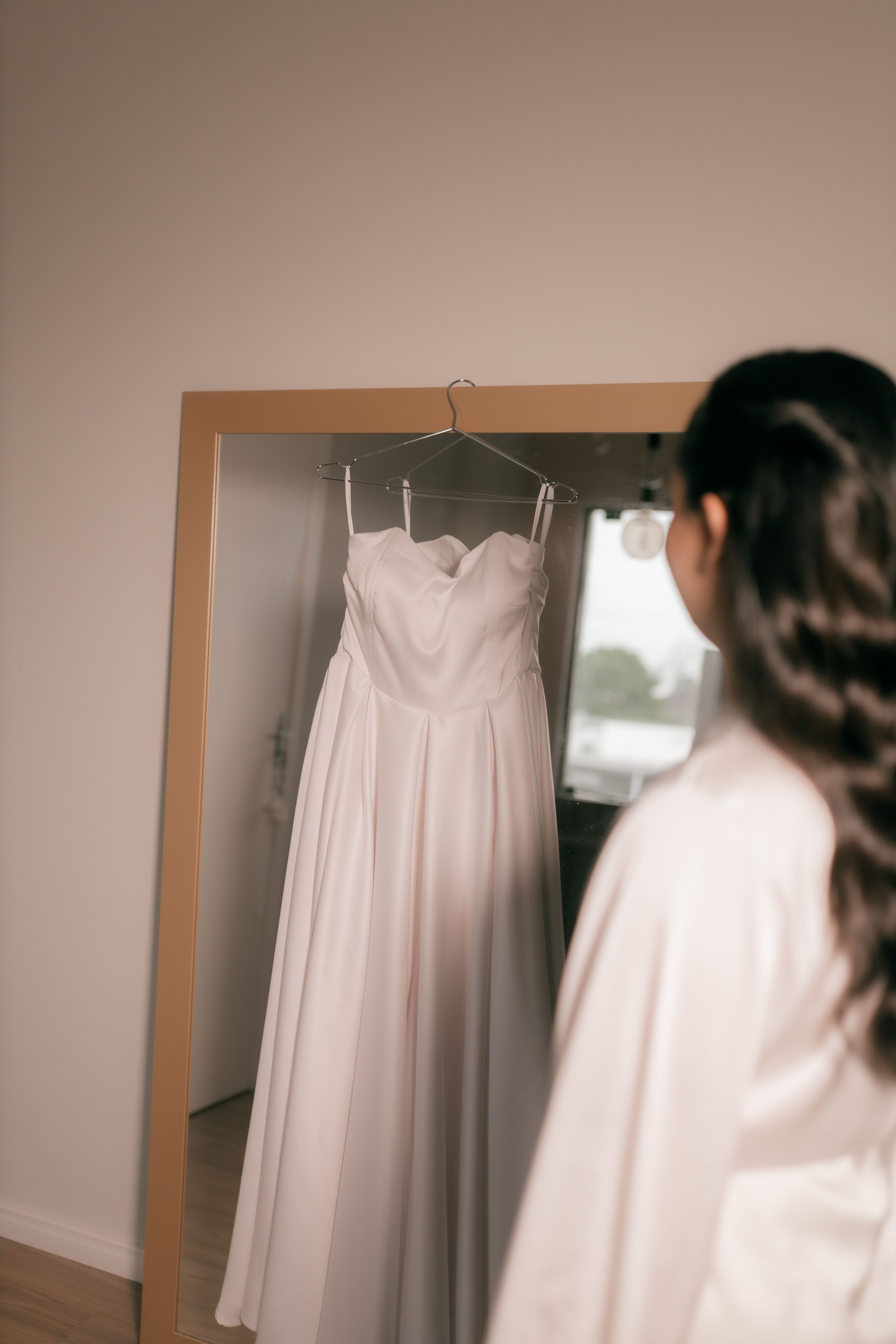 light blue bridesmaid dress plus size HILDA Soft satin halterneck wedding dress  Reflections Bridal Studio