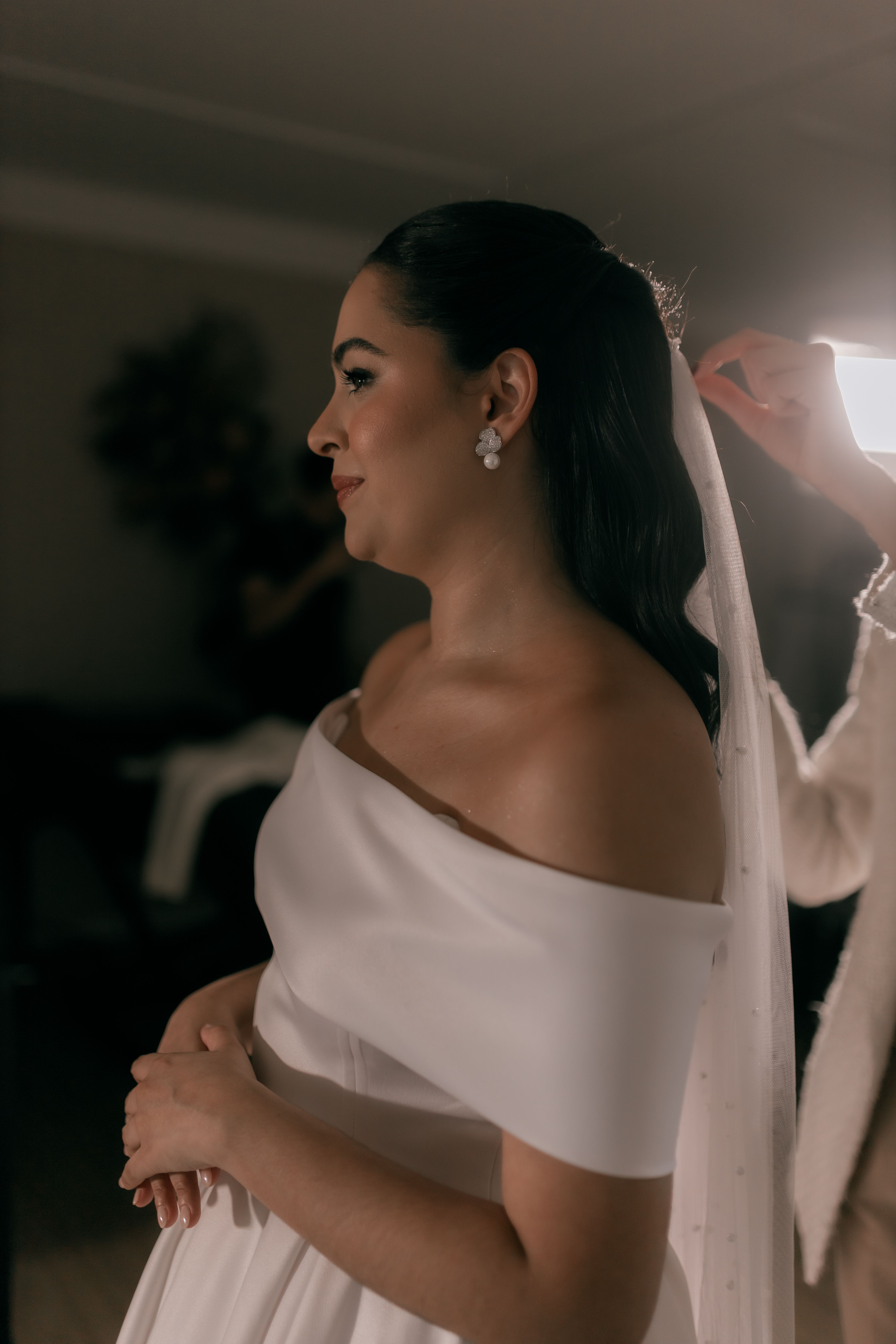 Elegant Profile of a Bride in Dressing Room · Free Stock Photo