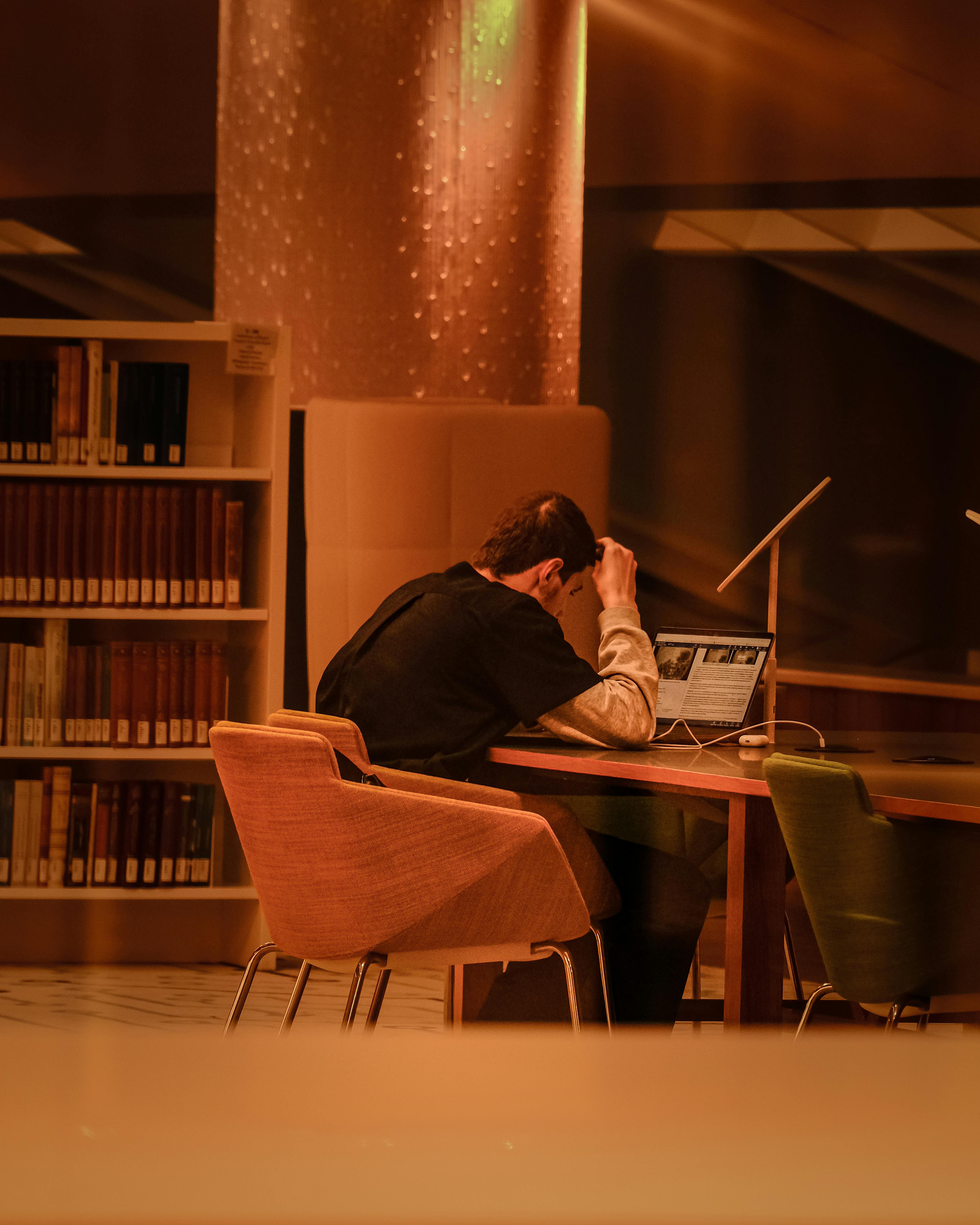 De franc Estudiant Que Estudia A La Biblioteca Foto d'estoc