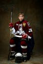 Boy in Red Ice Hockey Gear