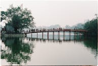 Scenic View of Hoan Kiem Lake Bridge in Hanoi