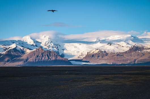 Captivating view of a snow-covered mountain with clear blue skies, perfect for nature enthusiasts.