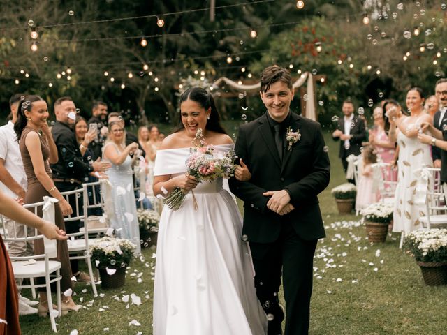 Outdoor wedding ceremony with the bride and groom