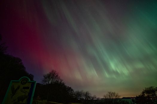 Captivating view of the Northern Lights at night in Reads Landing, Minnesota.