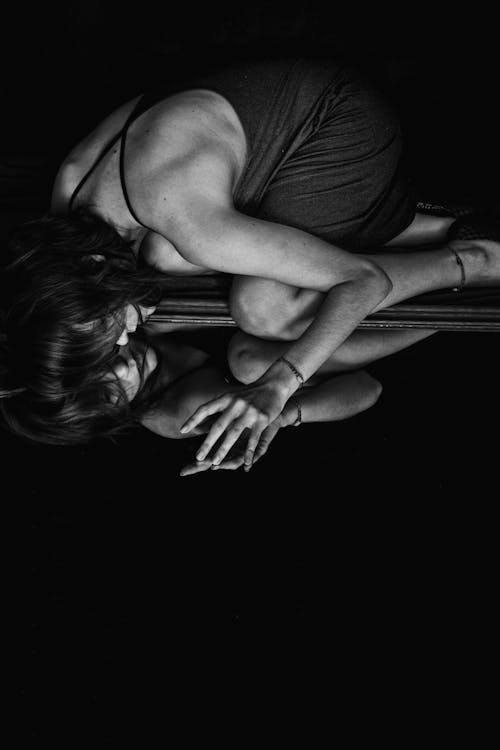 adult, beautiful woman, black-and-white