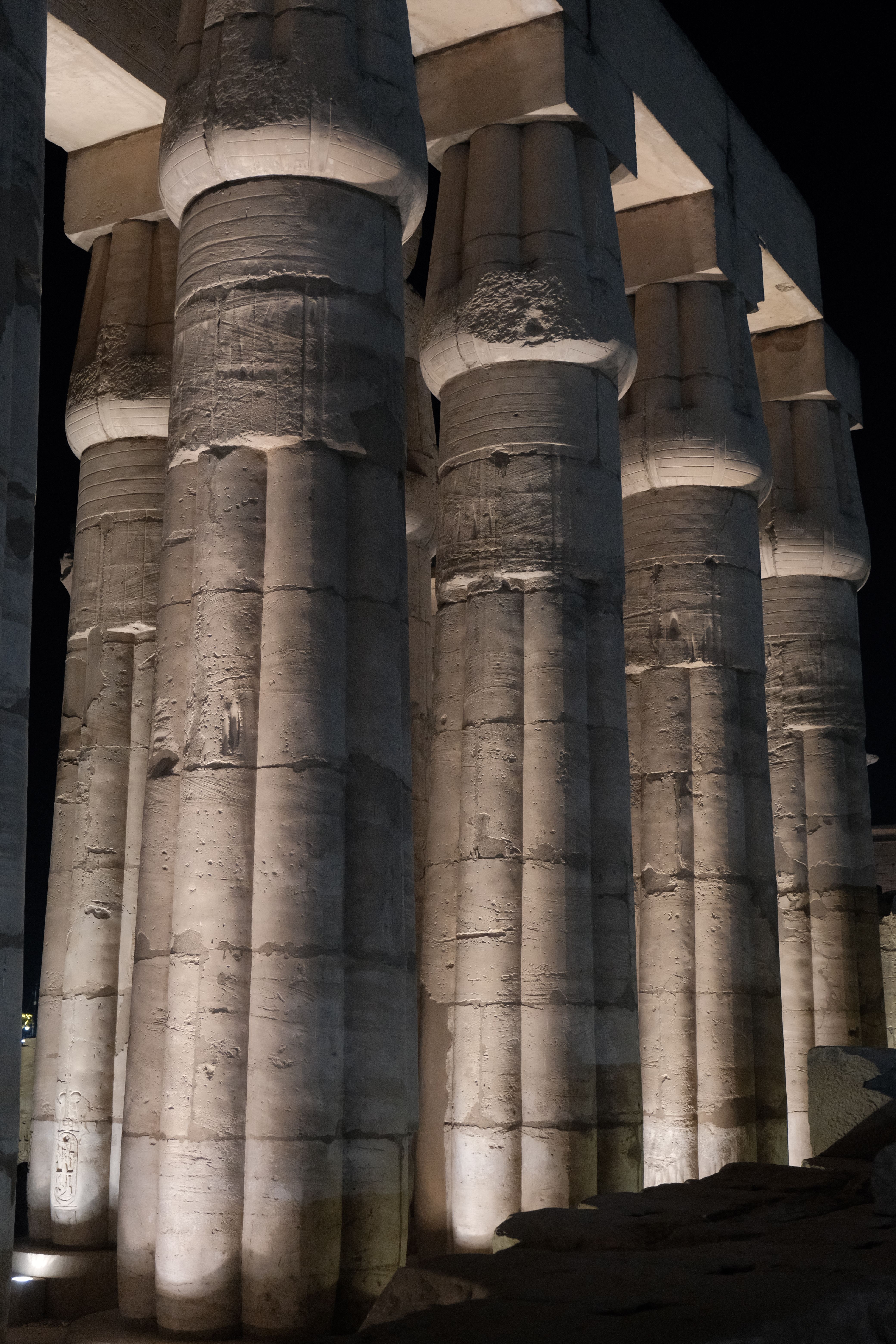 Illuminated Ancient Egyptian Columns at Night · Free Stock Photo