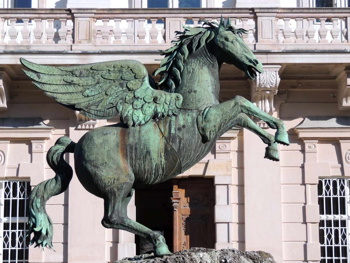 The fountain with the bronze statue of Pegasus in the Mirabell gardens