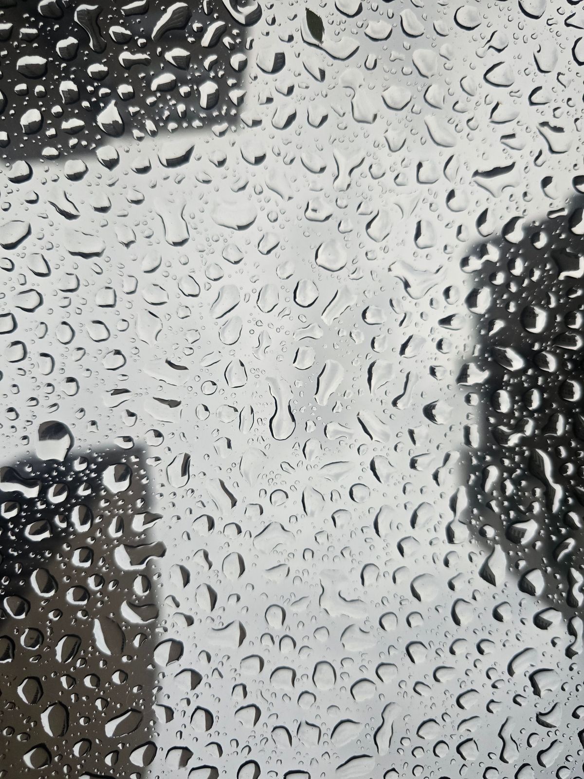 Rain beading on dark glass. Photo by Alex Julien on Pexels