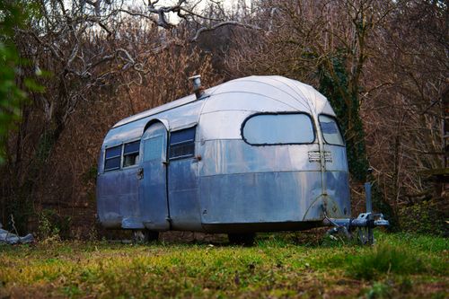 Vintage caravan in a forest